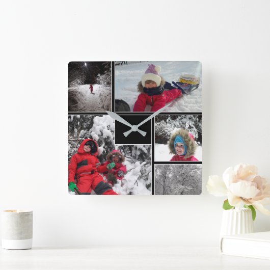 Winterspelen kinder spellen sneeuwpasbare tekst pe vierkante klok (Huis)