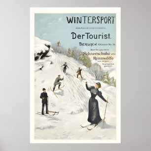 Wintersport Der Tourist Berlijn Vintage Ski Poster