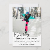 Wintersport Door de Sneeuw Dassen Foto Feestdagenkaart (Voorkant)