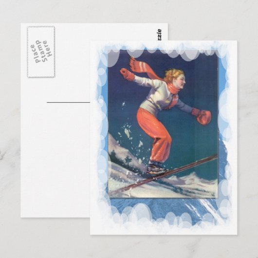  wintersport - hakken op de ski's! briefkaart (Voorkant / Achterkant)