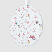 Wintersport hockey, schaatsen, ski's ornament (voorkant)