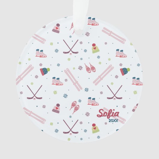 Wintersport hockey, schaatsen, ski's ornament (voorkant)