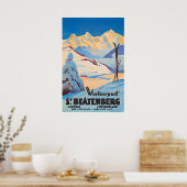 Wintersport in Beatenberg Zwitserland Vintage Poster (Keuken)
