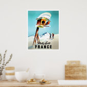 Wintersport in Frankrijk, kleine vogel thuis Poster (Keuken)