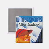 Wintersport in New England Magneet (Voorkant / Achterkant)
