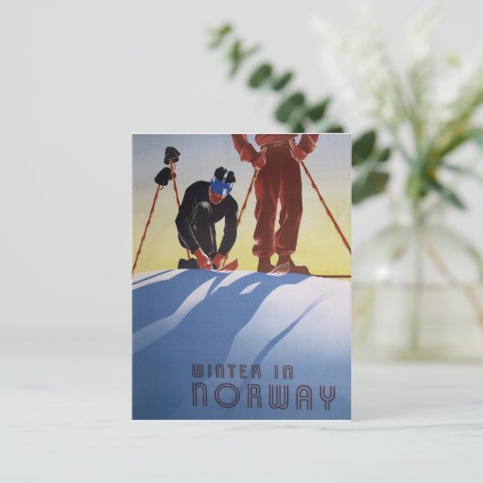 Wintersport in Noorwegen Briefkaart (Staand voorkant)