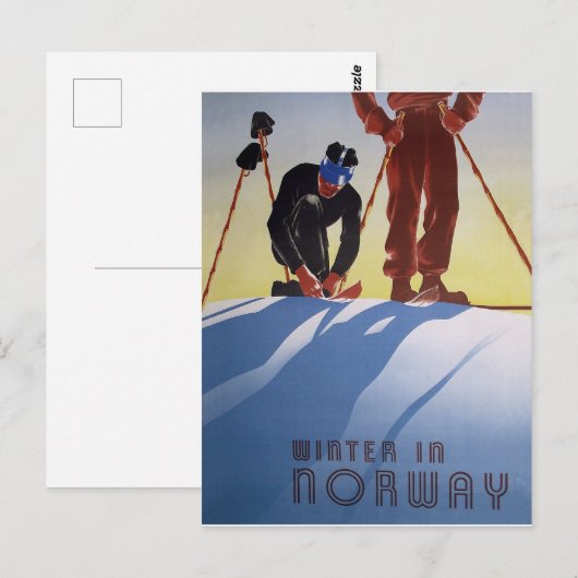 Wintersport in Noorwegen Briefkaart (Voorkant / Achterkant)
