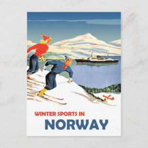 Wintersport in Noorwegen Briefkaart