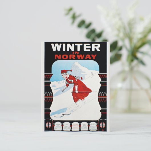 Wintersport in Noorwegen Skiën Briefkaart (Staand voorkant)