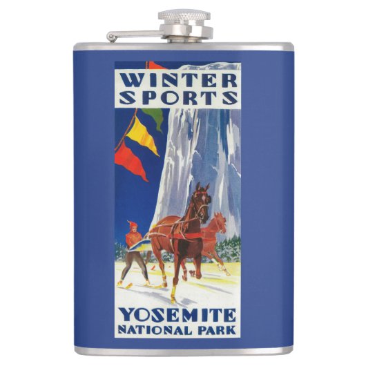 Wintersport in Yosemite Poster Yosemite, CA Heupfles (Voorkant)