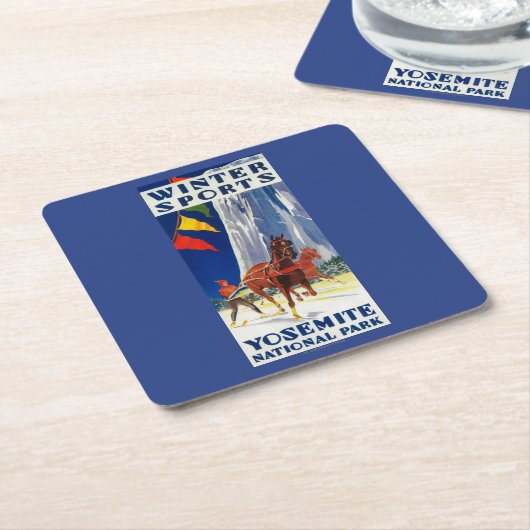 Wintersport in Yosemite Poster Yosemite, CA Kartonnen Onderzetters (Schuin)
