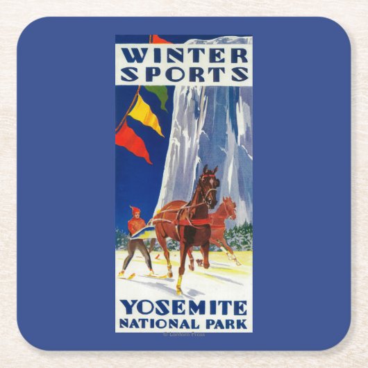 Wintersport in Yosemite Poster Yosemite, CA Kartonnen Onderzetters (Voorkant)