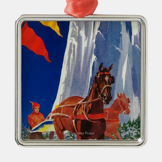 Wintersport in Yosemite Poster Yosemite, CA Metalen Ornament (Voorkant)