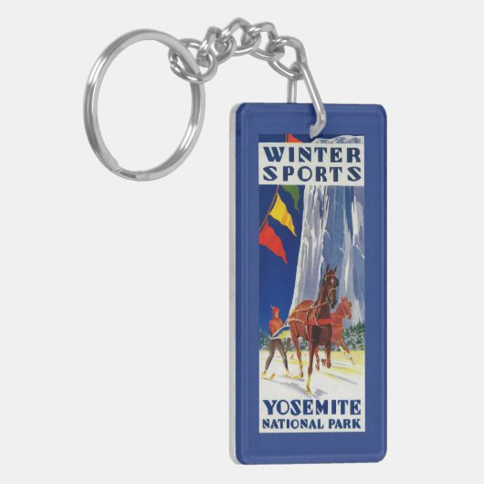 Wintersport in Yosemite Poster Yosemite, CA Sleutelhanger (Voorkant Links)