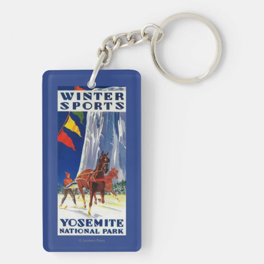 Wintersport in Yosemite Poster Yosemite, CA Sleutelhanger (achterkant)