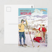 Wintersport in Zwitserland, oldtimers Briefkaart (Voorkant / Achterkant)