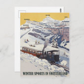 Wintersport in Zwitserland, oldtimers Briefkaart (Voorkant / Achterkant)