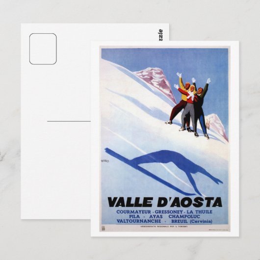  wintersport Italiaanse Alpen reizen Briefkaart (Voorkant / Achterkant)