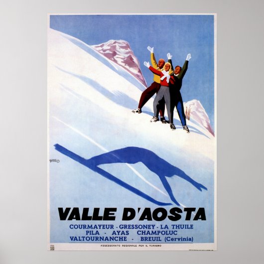 wintersport Italiaanse Alpen reizen Poster (Voorkant)