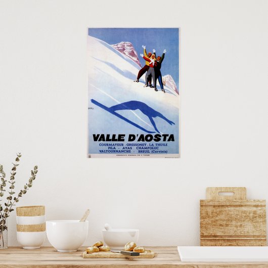  wintersport Italiaanse Alpen reizen Poster (Keuken)