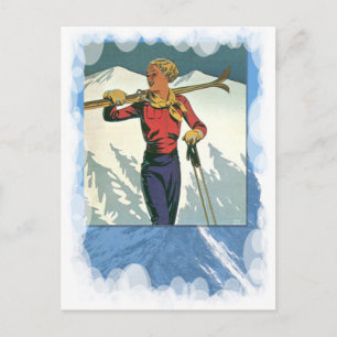 wintersport - Klaar om te skiën Briefkaart