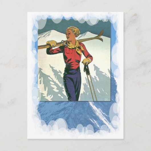  wintersport - Klaar om te skiën Briefkaart (Voorkant)