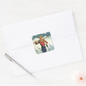  wintersport - Klaar om te skiën Vierkante Sticker (Envelop)