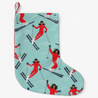 Wintersport naadloos patroon. Jonge mooie vrouw Kleine Kerstsok