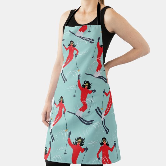 Wintersport naadloos patroon. Jonge mooie vrouw Schort (Insitu)