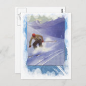  wintersport - neerwaartse race briefkaart (Voorkant / Achterkant)