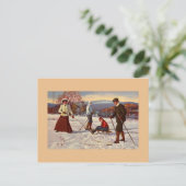 wintersport Nordic ski uit de jaren 1900, sleed Briefkaart (Staand voorkant)