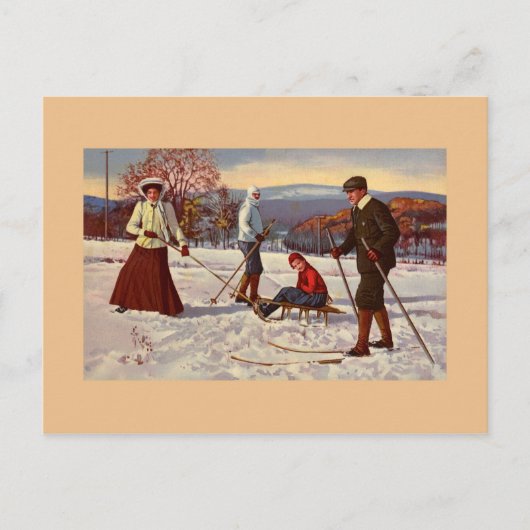 wintersport Nordic ski uit de jaren 1900, sleed Briefkaart (Voorkant)