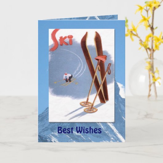 Wintersport - Oude skis en skistokken Kaart (Gele Bloem)