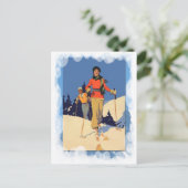  wintersport - over de piste briefkaart (Staand voorkant)