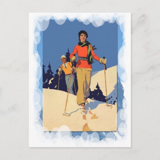  wintersport - over de piste briefkaart (Voorkant)