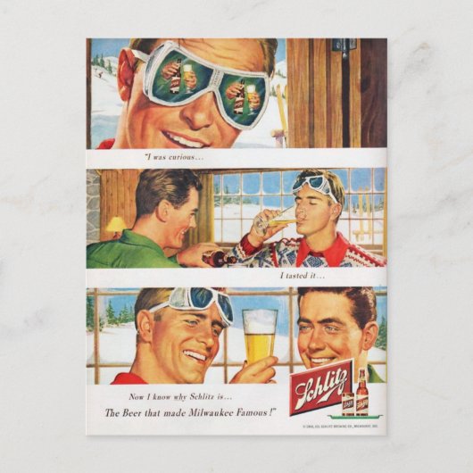  wintersport, reclame voor bier briefkaart (Voorkant)