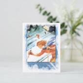  wintersport - rennen naar de berg briefkaart (Staand voorkant)