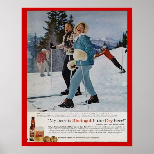  wintersport Rheingold bier Poster (Voorkant)