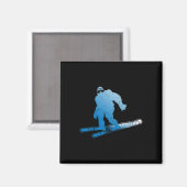 Wintersport Sasquatch Ski Cryptid Cryptozoölogie Magneet (Voorkant / Achterkant)