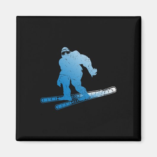 Wintersport Sasquatch Ski Cryptid Cryptozoölogie Magneet (Voorkant)