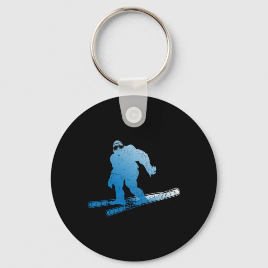 Wintersport Sasquatch Ski Cryptid Cryptozoölogie Sleutelhanger (Voorkant)