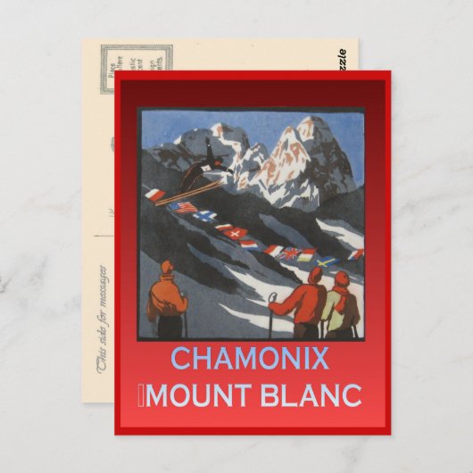 wintersport, Ski Chamonix, Mount Blanc Briefkaart (Voorkant / Achterkant)