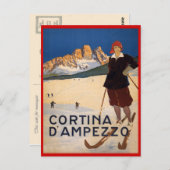 wintersport, Ski Cortina d'Ampezzo, Briefkaart (Voorkant / Achterkant)