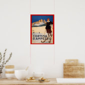  wintersport, Ski Italië, Cortina d'Ampezzo Poster (Keuken)