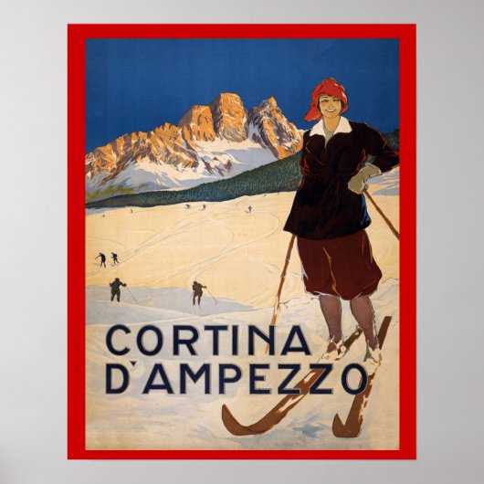  wintersport, Ski Italië, Cortina d'Ampezzo Poster (Voorkant)