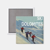  wintersport, Ski Italië, Dolomieten Magneet (Voorkant / Achterkant)