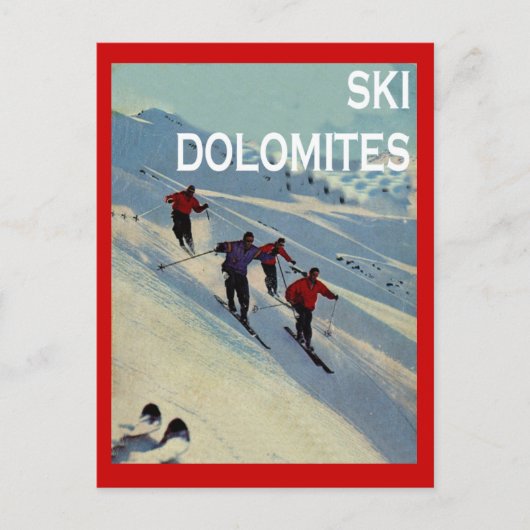  wintersport, Ski Italië, Dolomites Briefkaart (Voorkant)