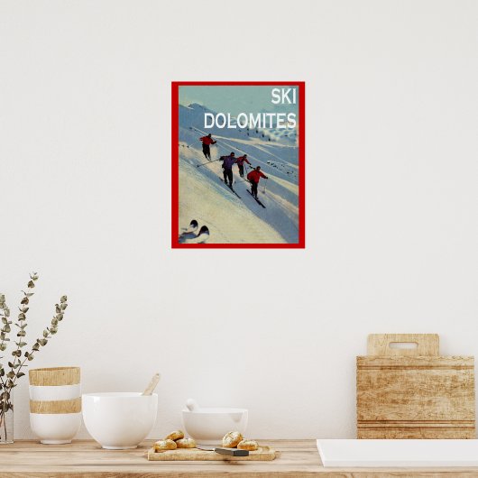  wintersport Ski Italië, Dolomites Poster (Keuken)