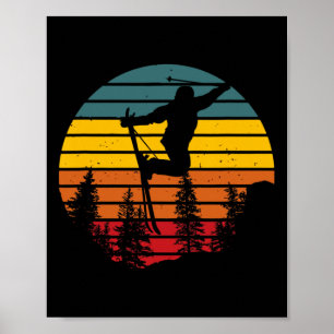 Wintersport Ski Snowboarder Skier Retro Vintage Poster