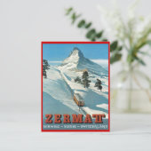 wintersport, Ski Zermatt, Zwitserland Briefkaart (Staand voorkant)